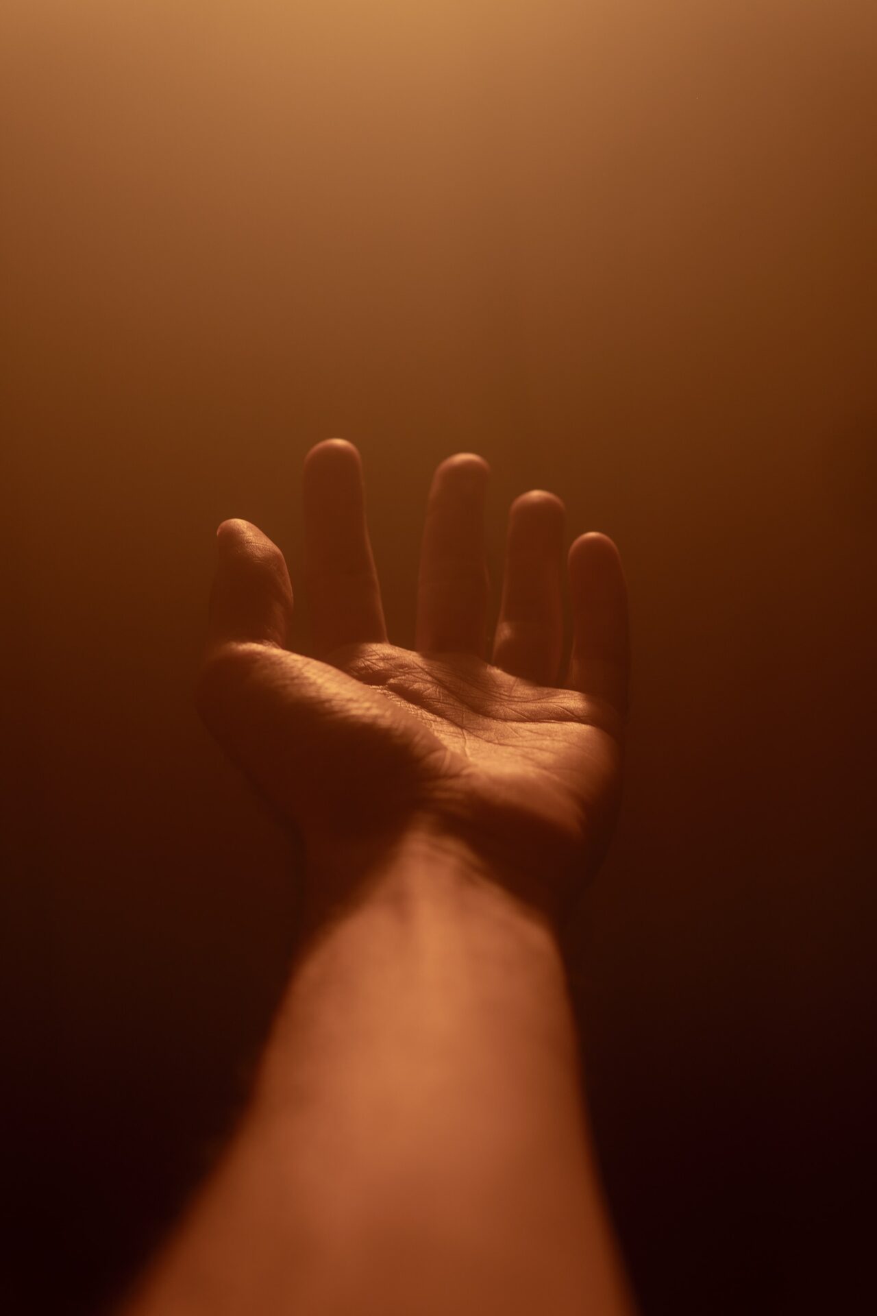 persons right hand doing peace sign
