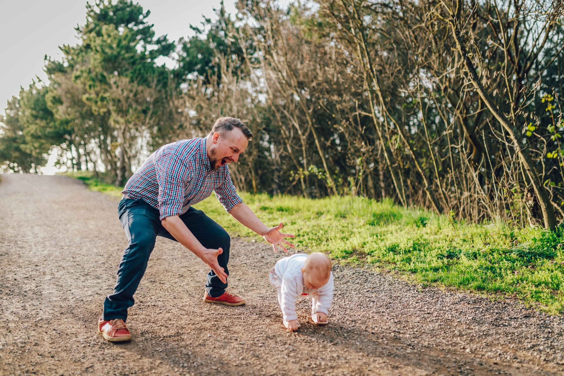 man taking child