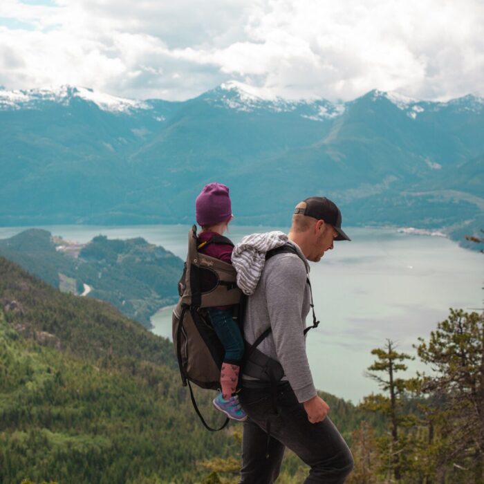 Father and Child Hiking in a Mountain Landscape