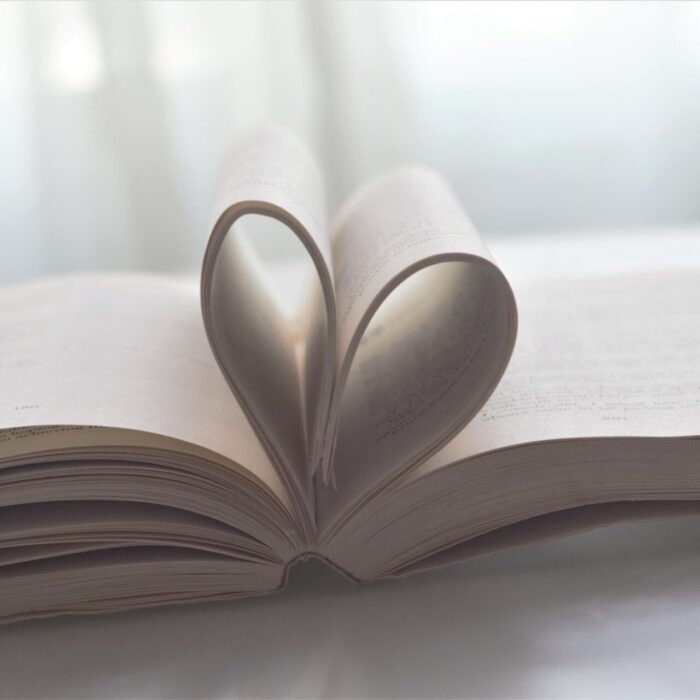 book page formed as heart