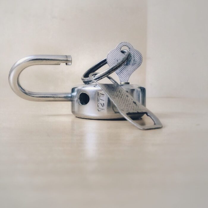 gray stainless steel padlock