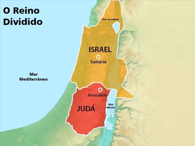 mapa o reino dividido de Israel e Judá no Antigo Testamento estudo bíblico